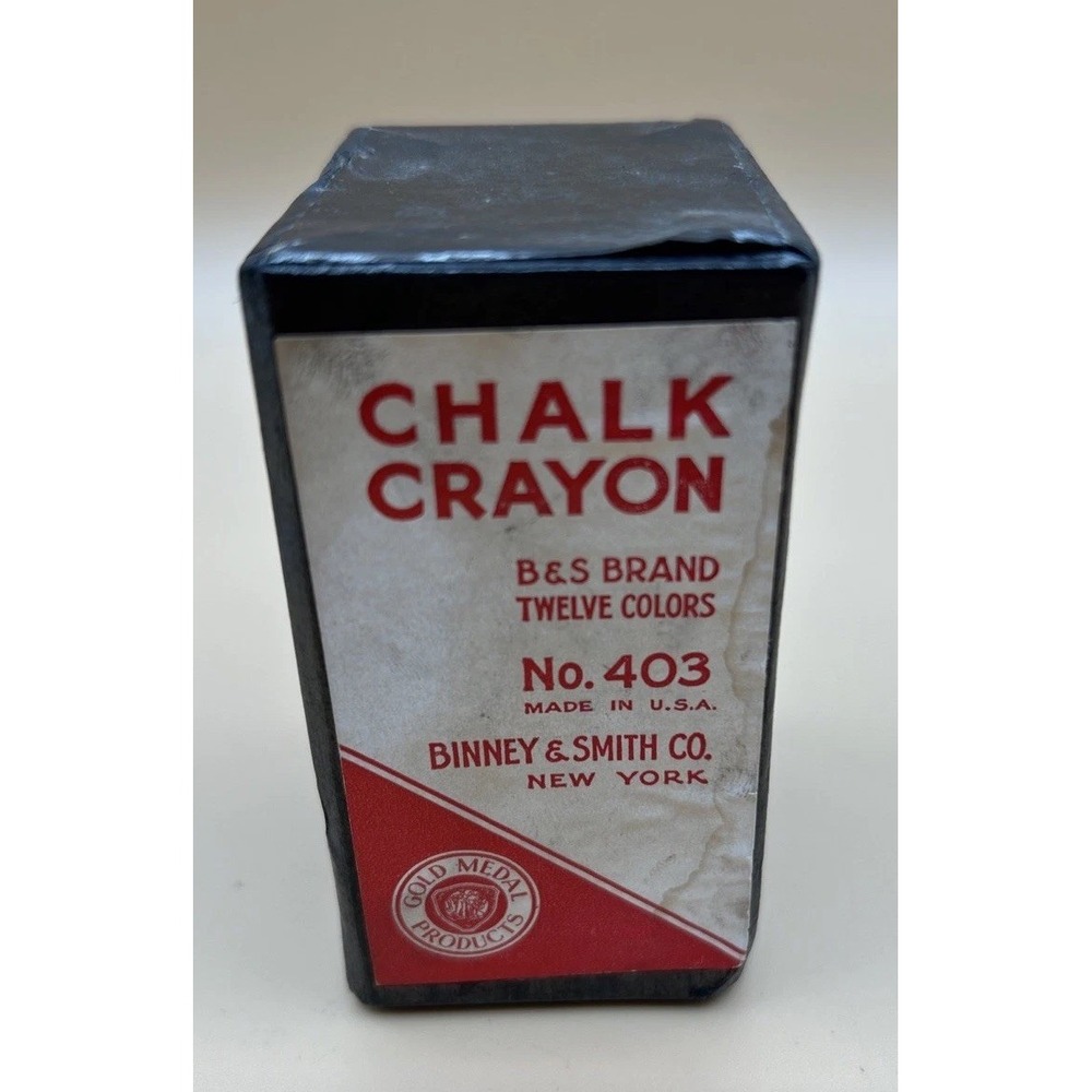 Vintage 1940s Binney & Smith Chalk Crayon Box No. 403 Black Graphics NY